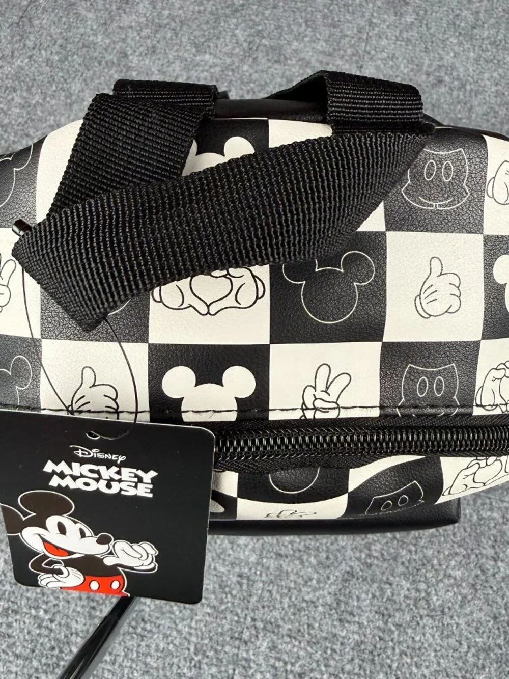 Disney Mickey Mouse Mini Backpack NWT Bioworld Black White Checkerboard  m-tnove
